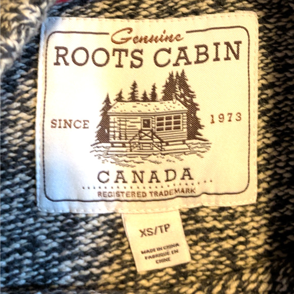 Roots Cotton Knit Sweater Mens XS Black Red Canada Cabin Collection Pullover - Picture 7 of 9